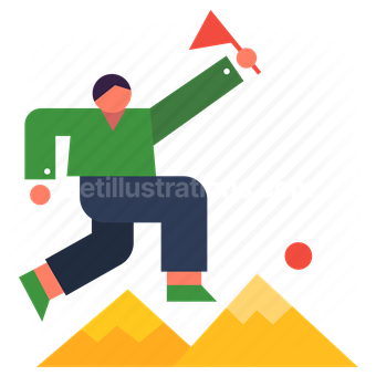 flag, mountain, target, goal, top